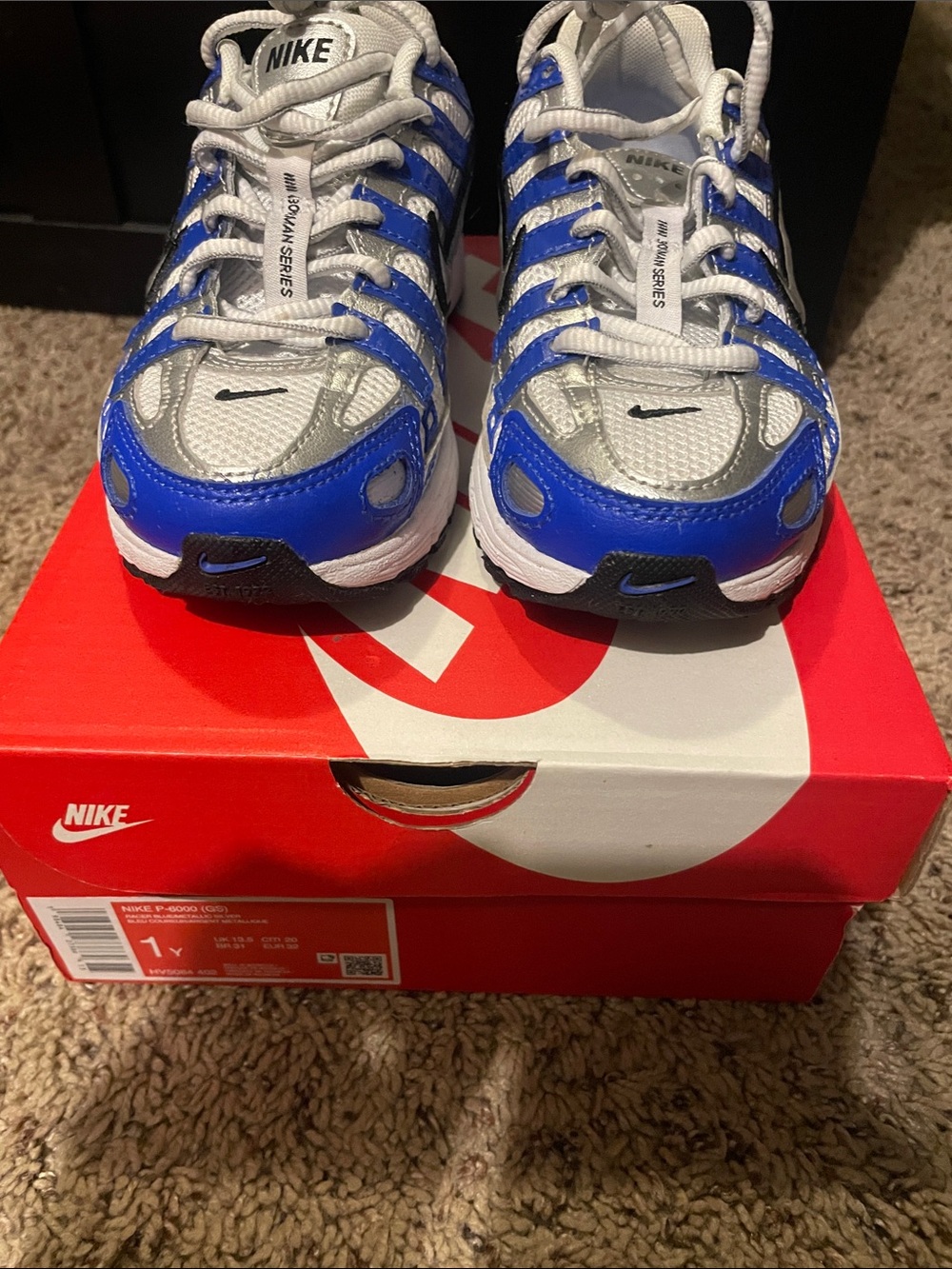 Nike Kids Royal Blue and White   P-6000 Sneakers